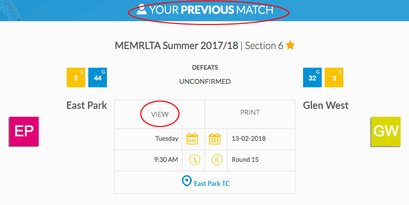 your previous match